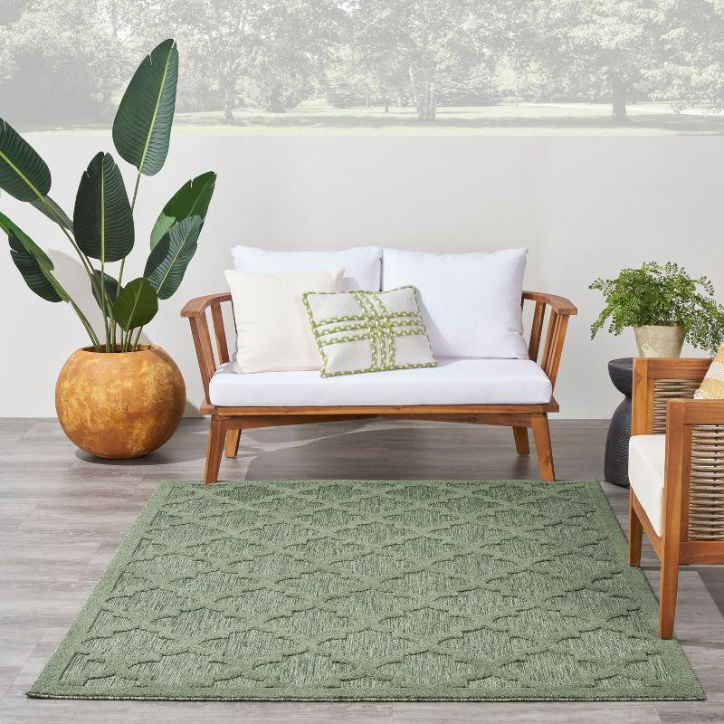 Nourison Easy Care Trellis Flatweave Indoor Outdoor Area Rug 6' x 9' Green