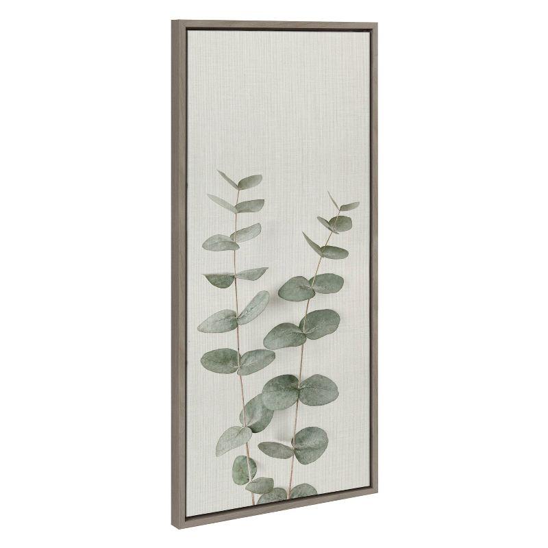 18" x 40" Sylvie Eucalyptus Botanical II by The Creative Bunch Studio Framed Wall Canvas Gray - Kate & Laurel All Things Decor