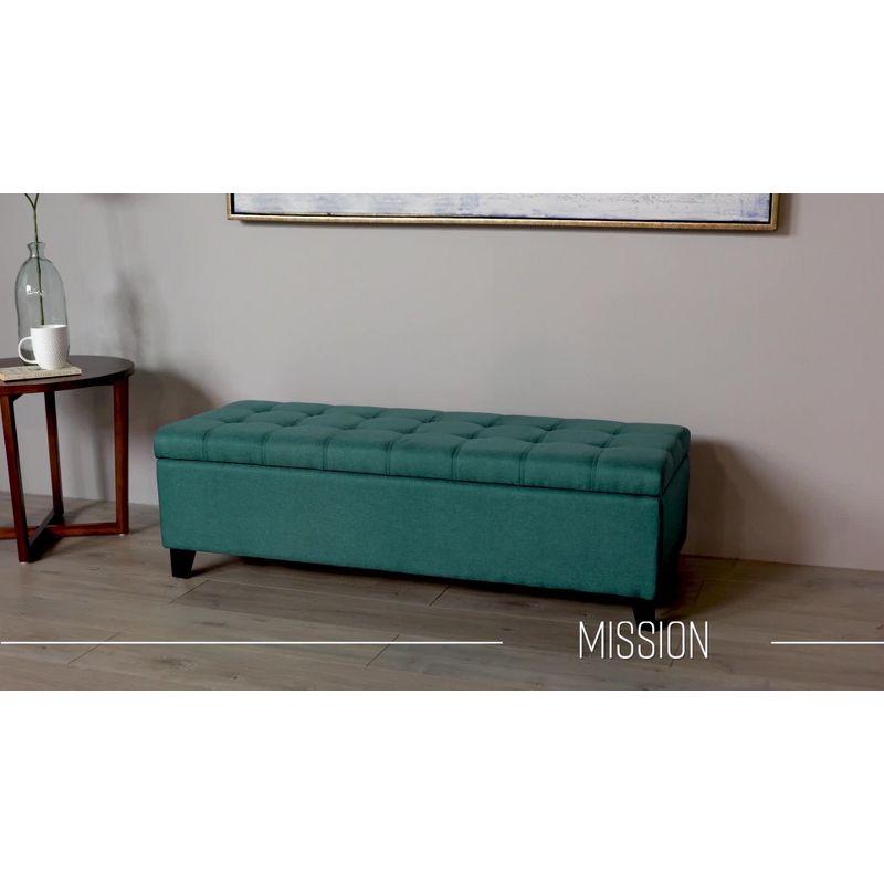 Light Grey Smooth Fabric Tufted Storage Ottoman Bench