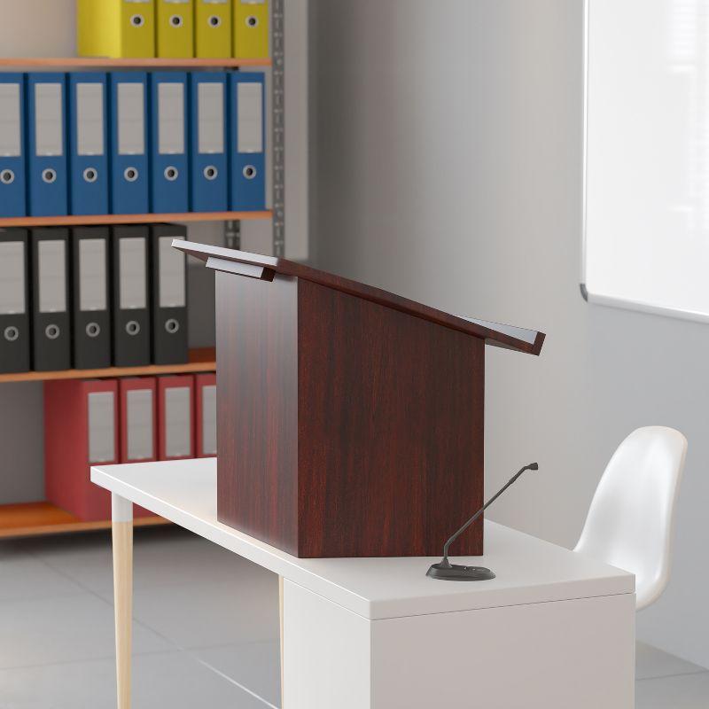 Collette Foldable Tabletop Lectern in Mahogany - Slanted Top with Ledge