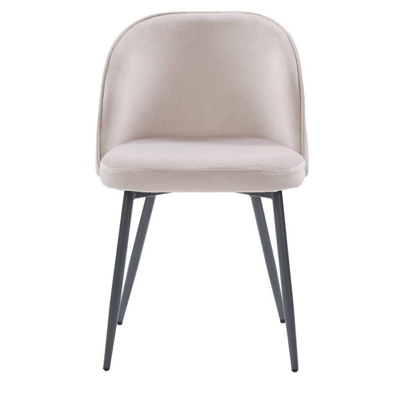 Greige Velvet & Matte Grey Metal Upholstered Side Chair