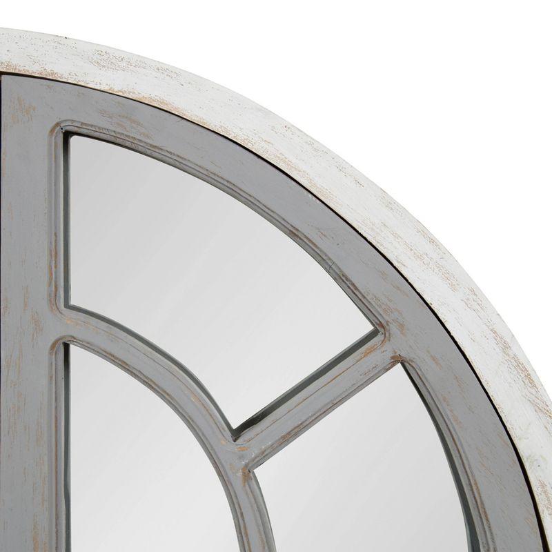 28" x 44" Boldmere Wood Windowpane Arch Mirror White/Gray - Kate and Laurel