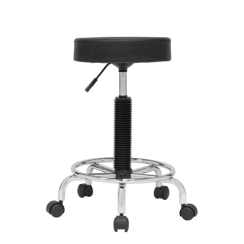 Inbox Zero Courville Adjustable Height Industrial Stool with Footring Wheels