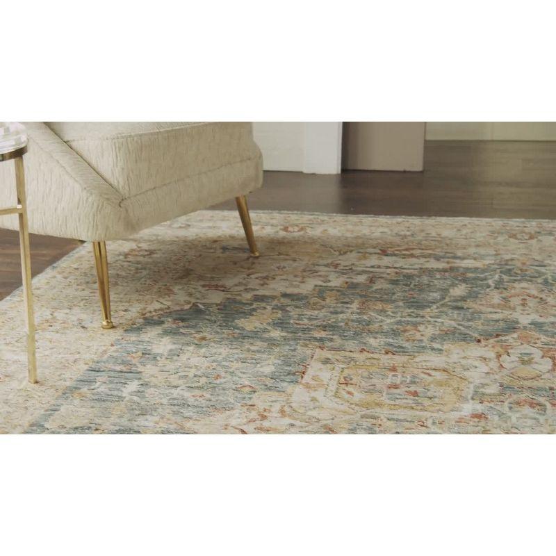 Nourison Petra Vintage Medallion Indoor Rug Ivory Blue 5'3" x 7'8"