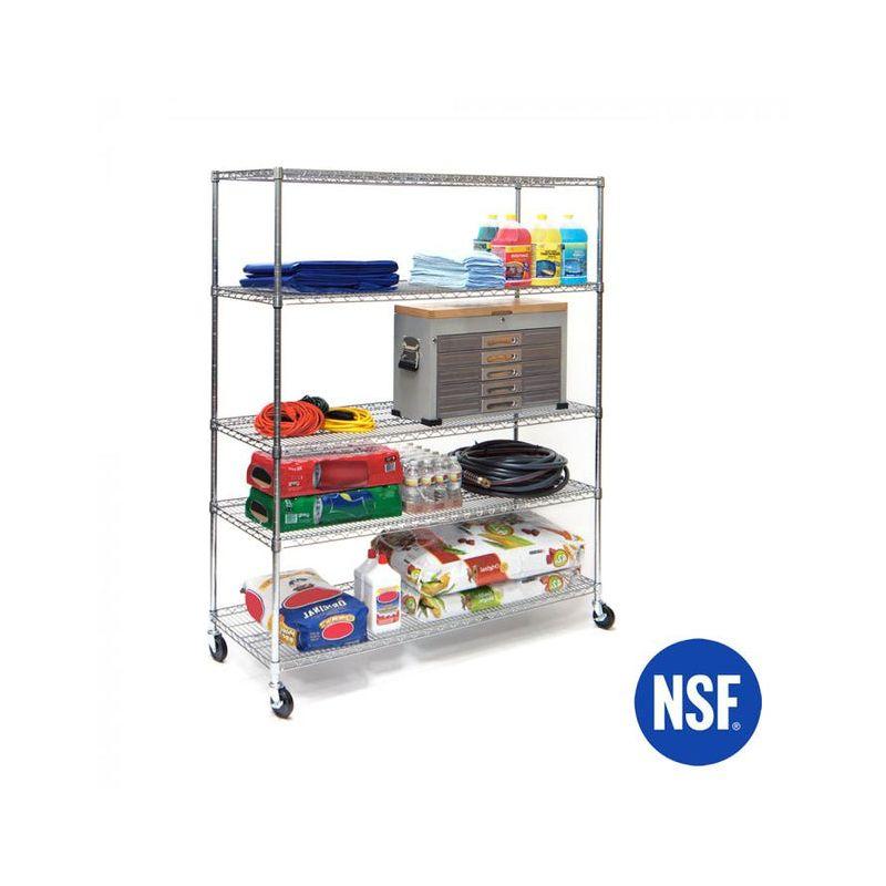 UltraDurable 24" D 5-Tier NSF-Certified Steel Shelving with Wheels