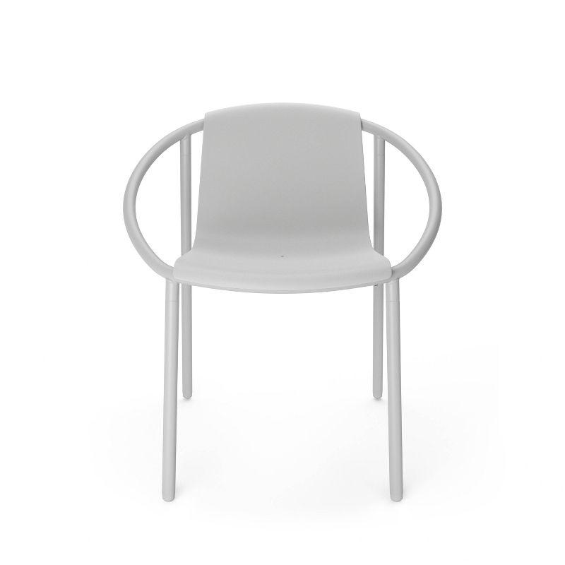 Eco-Friendly Bent Metal and Wood Fiber Composite Outdoor Chair in Gray