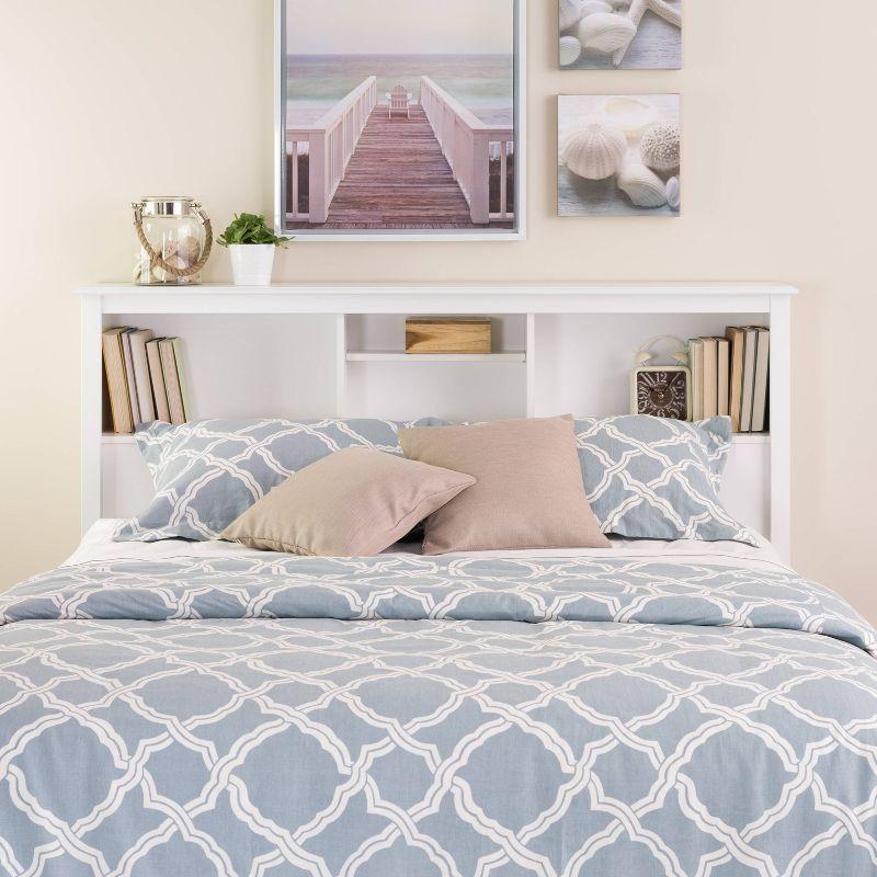 Prepac Monterey Headboard White (Full/Queen): Modern Storage Design, 3 Compartments, Adjustable Shelf