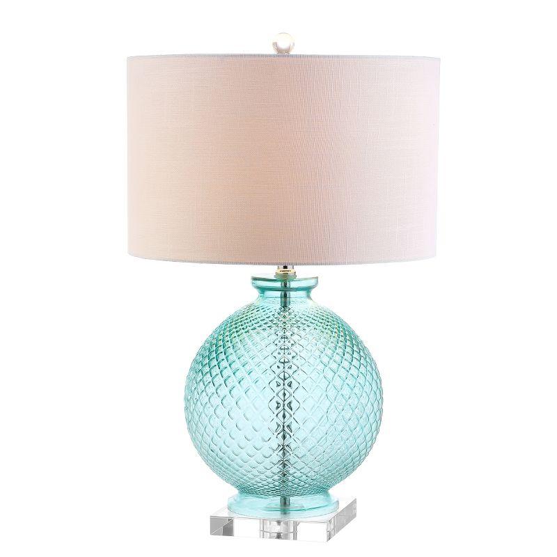 Aqua Glass and Crystal 26" Table Lamp with White Shade