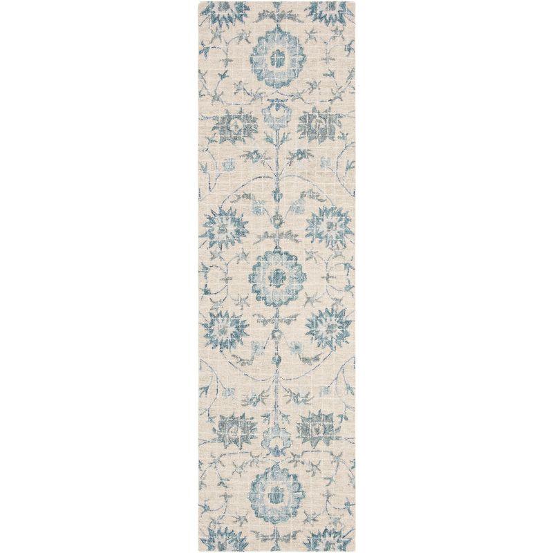 Blossom BLM812 Hand Tufted Runner Rug - Silver/Blue - 2'3"x8' - Safavieh.