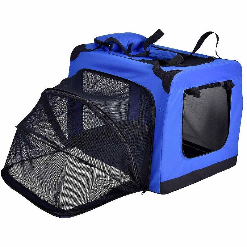 Touchdog Pet Life 'Hounda Accordion' Metal Framed Soft-Folding Collapsible Dual-Sided Expandable Pet Dog Crate