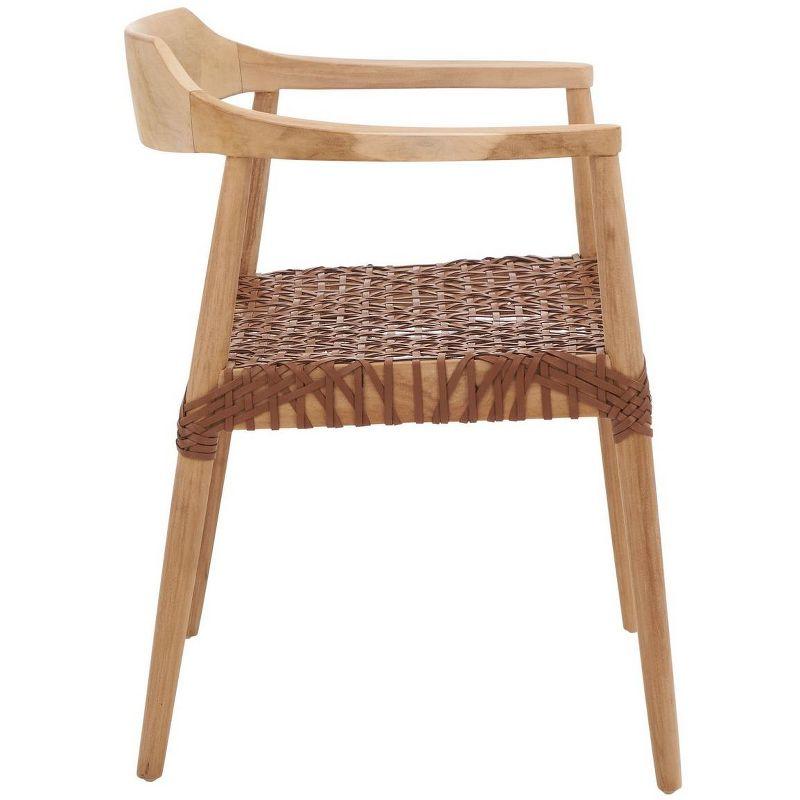 Munro Leather Woven Accent Chair - ACH1005 - Natural/Light Honey - Safavieh