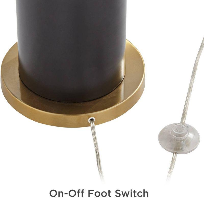 360 Lighting Grayson Modern Glam Luxury 70" Tall Standing Floor Lamp Large Pole 3-Light Foot Switch Gold Black Metal Living Room Bedroom House Reading