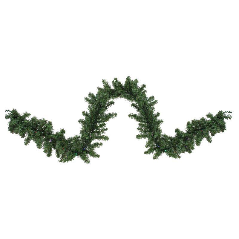 Lush Two-Tone Canadian Pine Pre-Lit LED Outdoor Christmas Garland - 9'