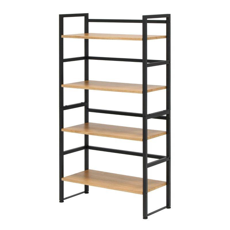 47.5" 4 Shelf or 2 Shelf Stackable Bookshelf Graphite Black/Ashwood - Calico Designs: Modern Metal Frame, Novelty Design