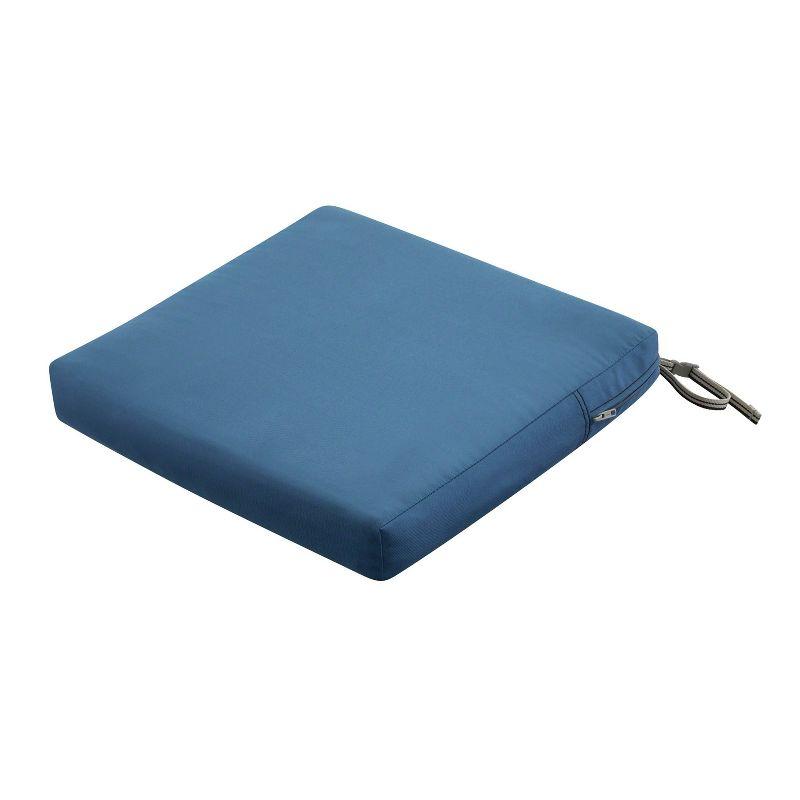 19" x 19" x 3" Ravenna Water-Resistant Patio Seat Cushion Empire Blue - Classic Accessories: Removable Polyester Cover, Zippered