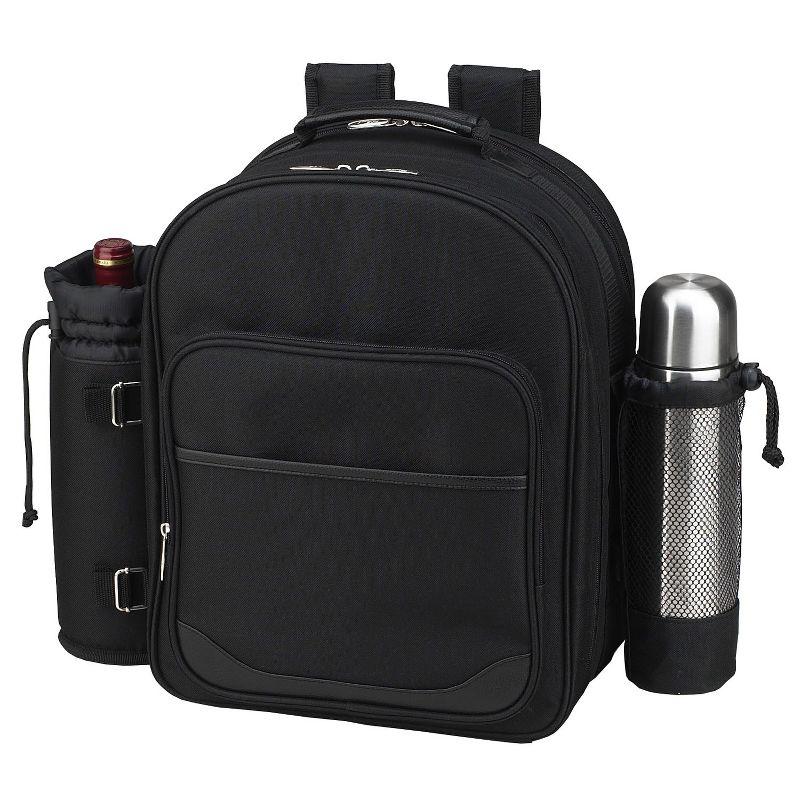 Black Insulated Picnic Backpack with Stainless Steel Coffee Set