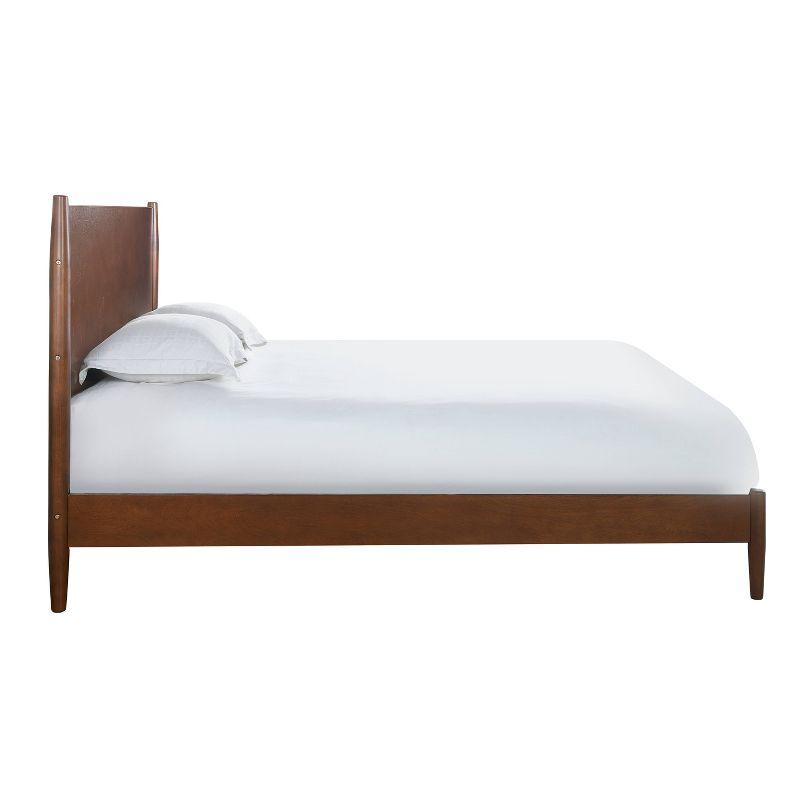 Landon Mid-Century Mahogany King Platform Bed with Wood Headboard