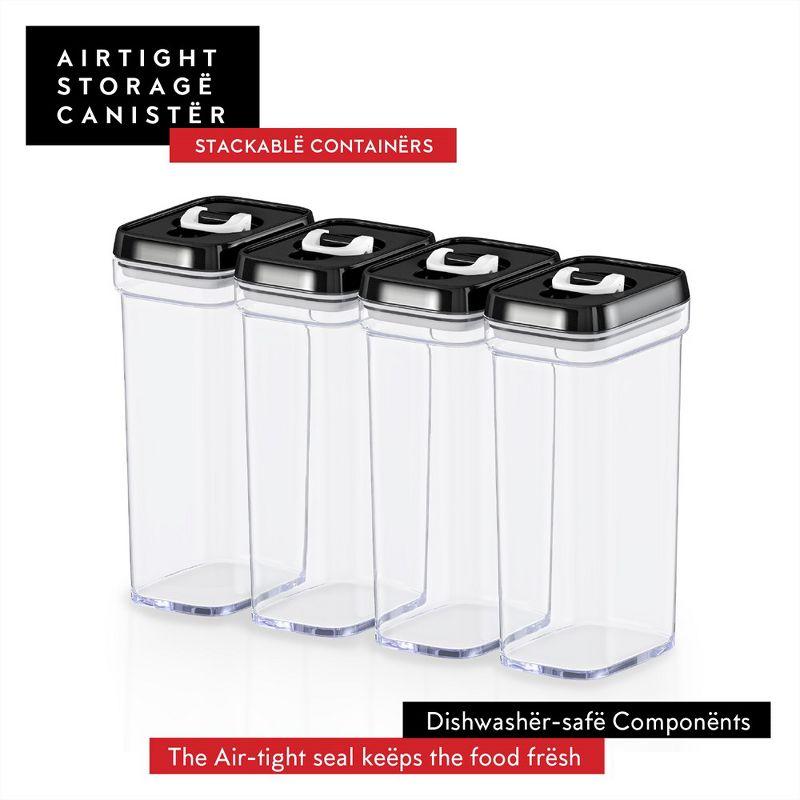 DWËLLZA KITCHEN 4 Piece Set Clear Plastic Airtight Food Storage BPA-Free Containers with Lids Food Containers for Pantry Organization and Storage