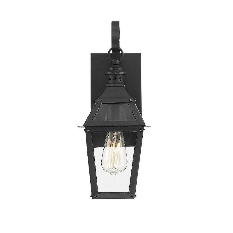 Savoy House Jackson 1-Light Outdoor Wall Lantern in Matte Black with Gold Highlights