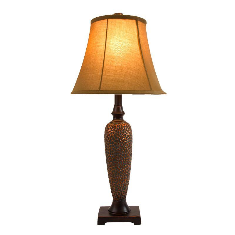 3pk Hammered Lamp Set (2 Table Lamps and 1 Floor Lamp) Bronze - Elegant Designs: UL Listed, Cotton Shades