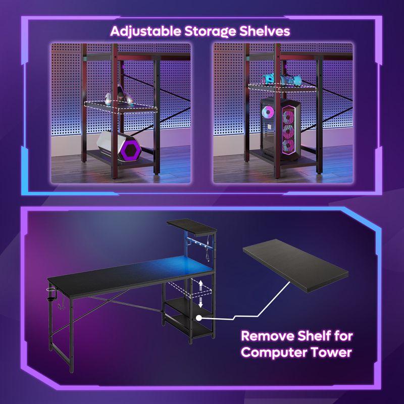 Bestier 61 Inch Retangular Gaming Desk with Shelves Black