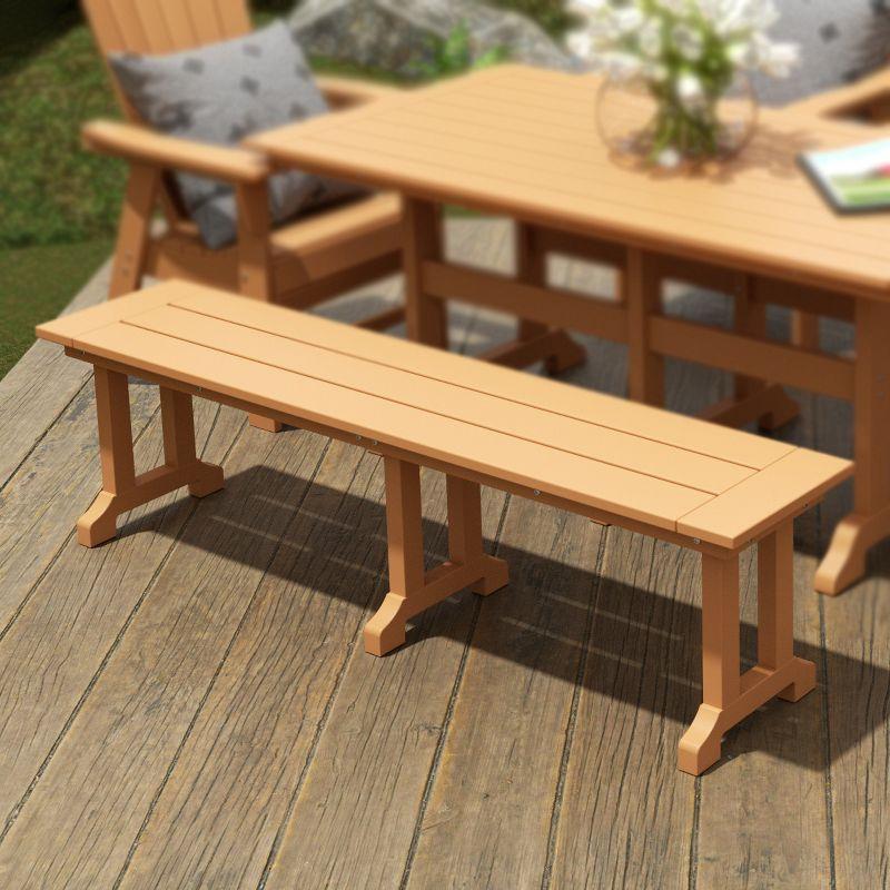 Teak 65" Semi-Gloss Outdoor Patio Dining Bench