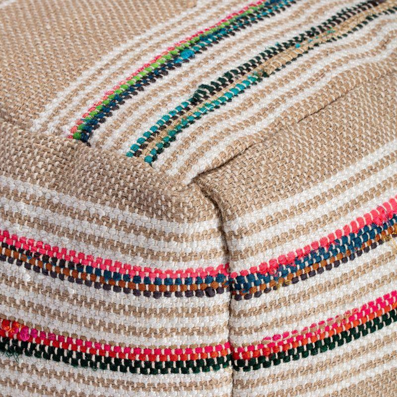 Soulard Pouf Beige - Anji Mountain: Handmade Square, Jute & Polyester, Fair Trade Certified