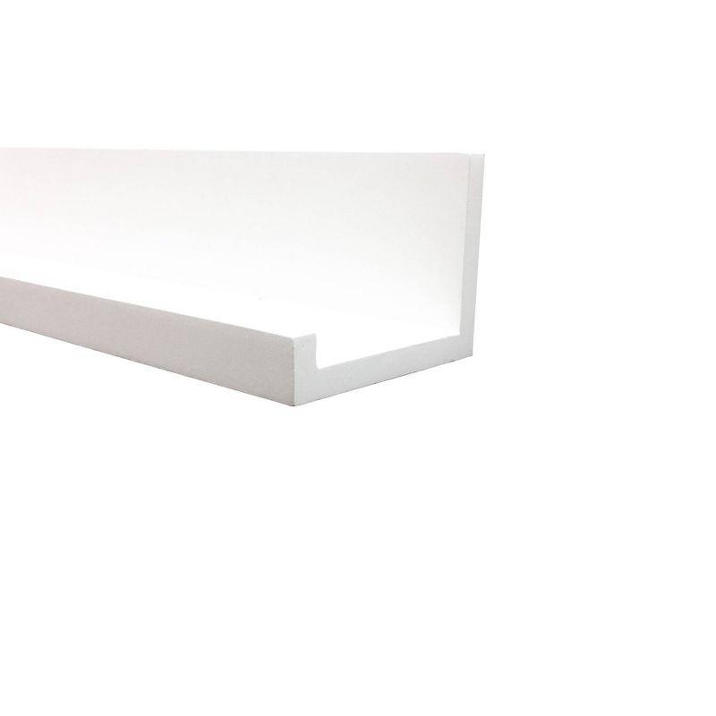 60" x 5" Picture Ledge Wall Shelf White - InPlace: Modern Floating Photo Display, MDF Composite, Includes Mounting Hardware