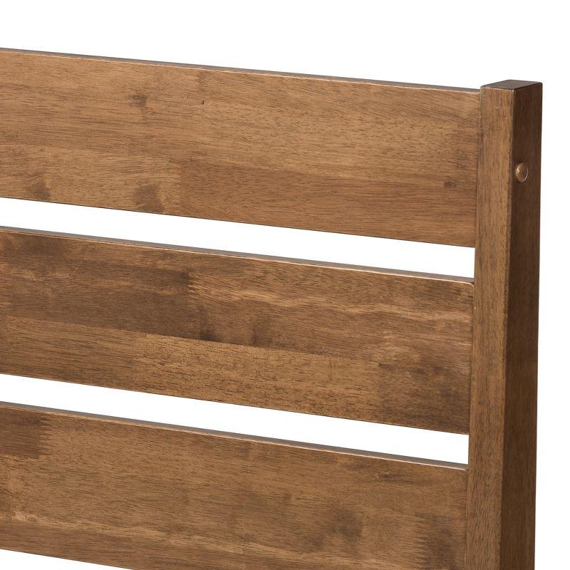 Scandinavian Inspired King-Sized Walnut Wood Slatted Platform Bed