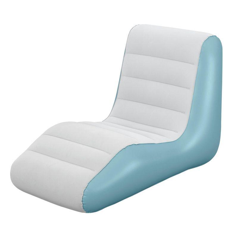 Bestway Leisure Luxe Chaise Lounger – Inflatable Air Recliner, Blue & Grey