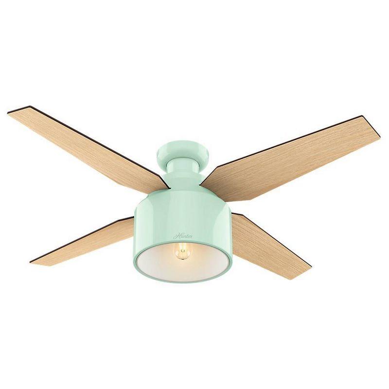 52" Cranbrook Mint Low-Profile Ceiling Fan with LED Light & Remote