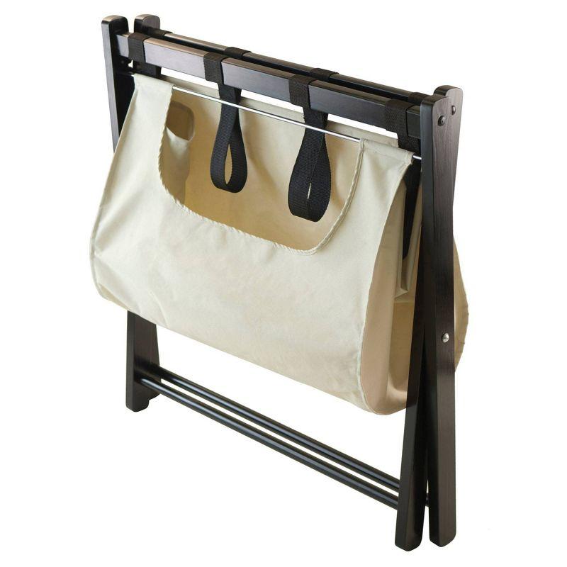 Dora Luggage Rack with Removable Fabric Basket Walnut Brown - Winsome: Guest Room Essentials