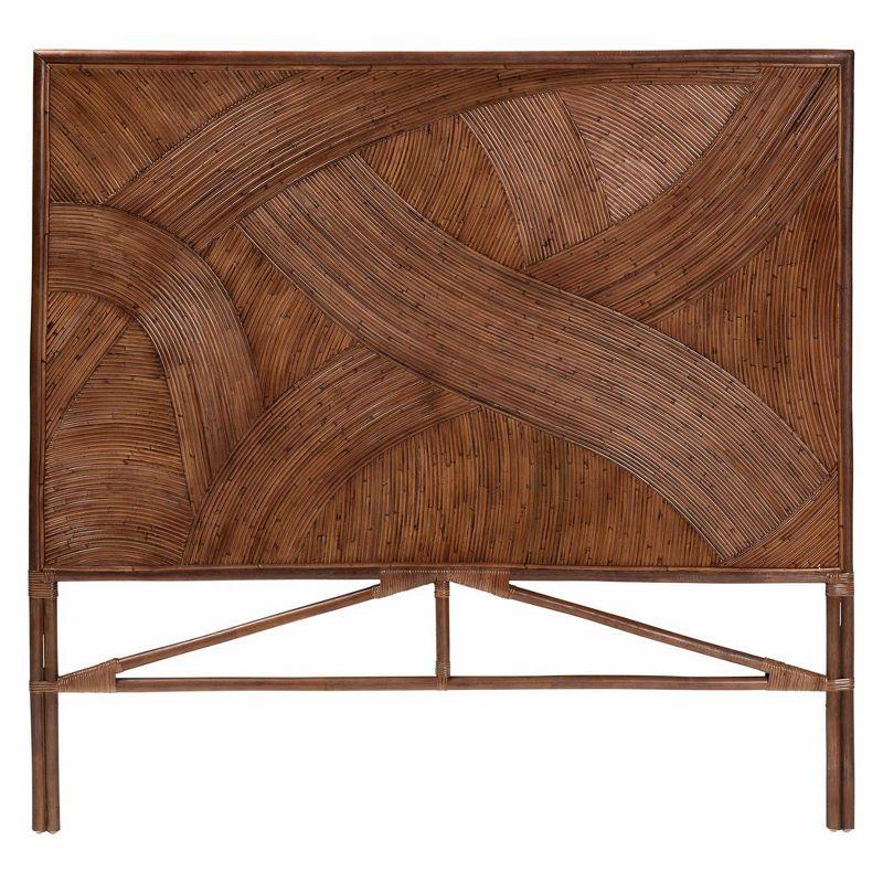 bali & pari Queen Elettra Rattan Standalone Headboard Dark Brown: No Assembly, MDF Frame, Spot Clean