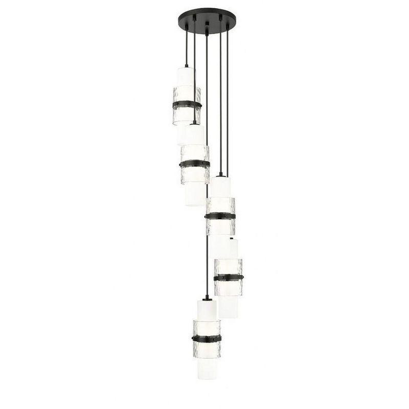 Matte Black 5-Light Spiral Chandelier with Glass Shades