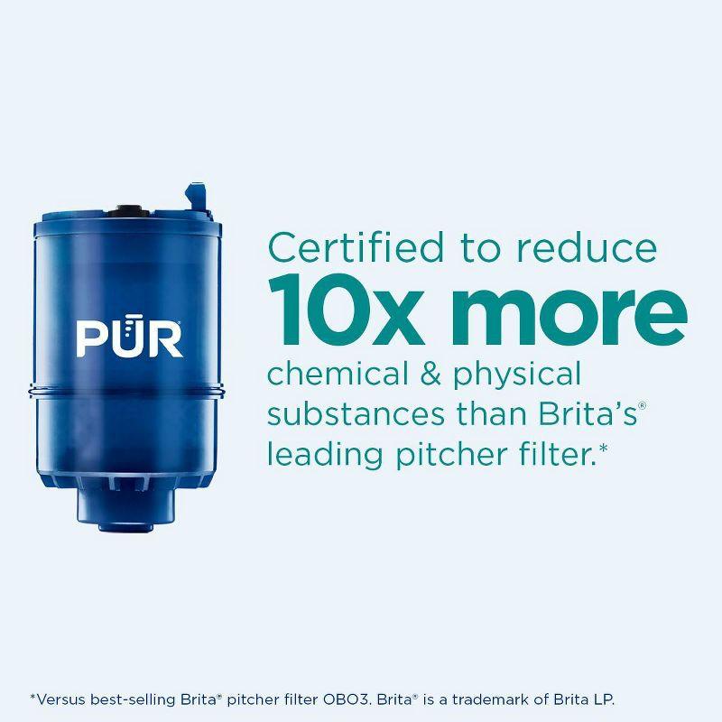 PUR PLUS 2pc Replacement Faucet Mount Water Filter: Filters Mercury, Lead, Microplastics, Chlorine, Blue, 30-Day Warranty