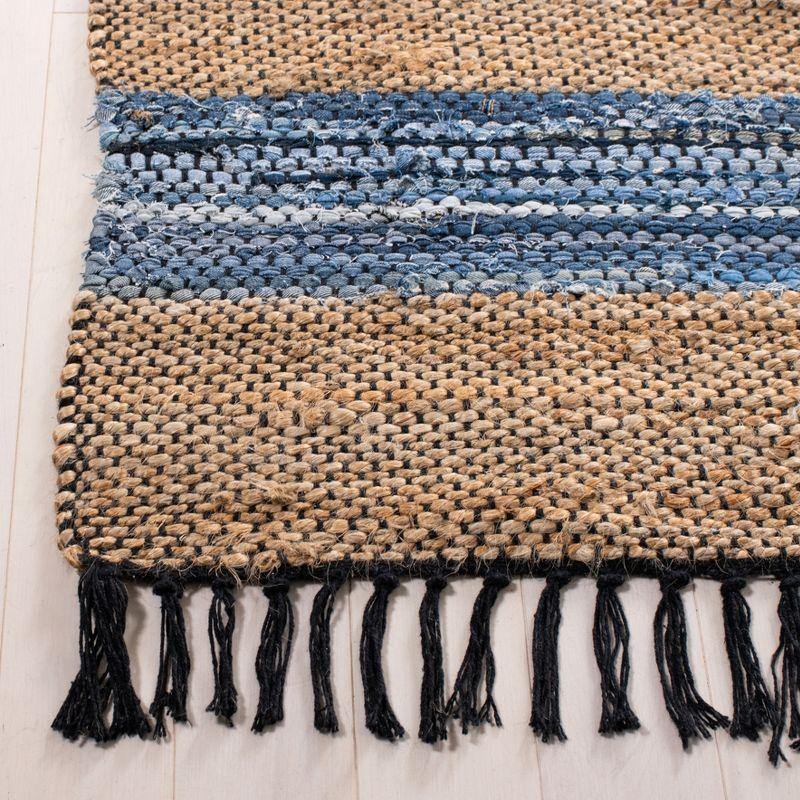 Vintage Leather W/ Fringes VTL602 Hand Woven Indoor Area Rug - Grey/Natural - 4'x6' - Safavieh