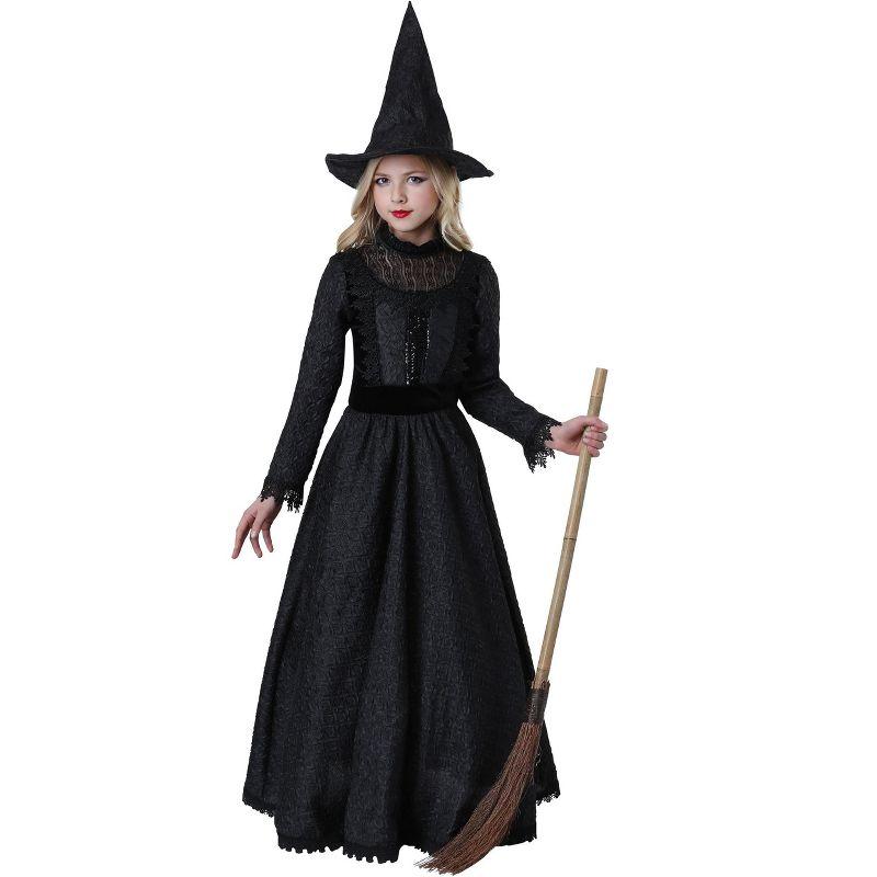 HalloweenCostumes.com Large Girl Deluxe Dark Witch Costume for Girls, Black