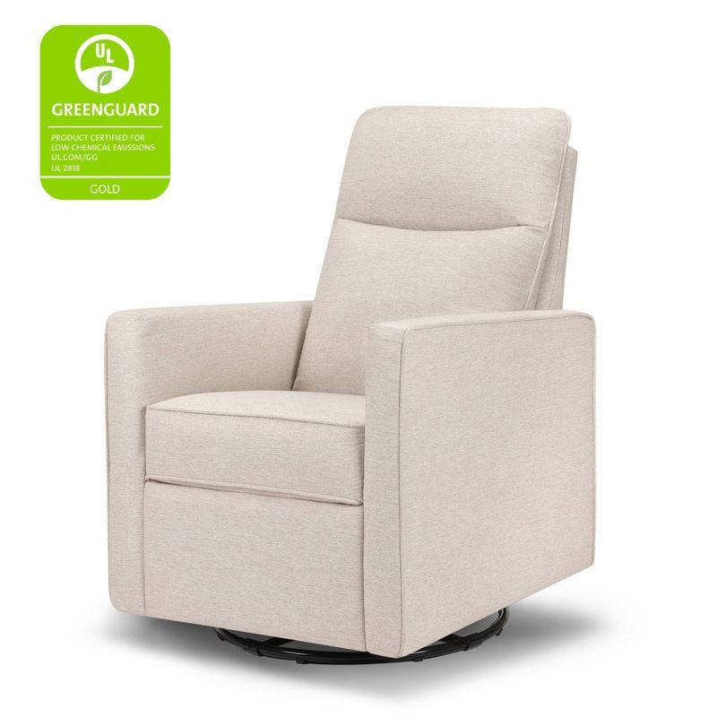 Beige Pillowback Swivel Glider with High Back Support