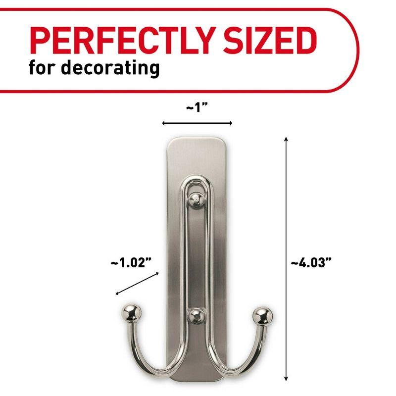 Command Bath Double Wall Hook Metal Satin