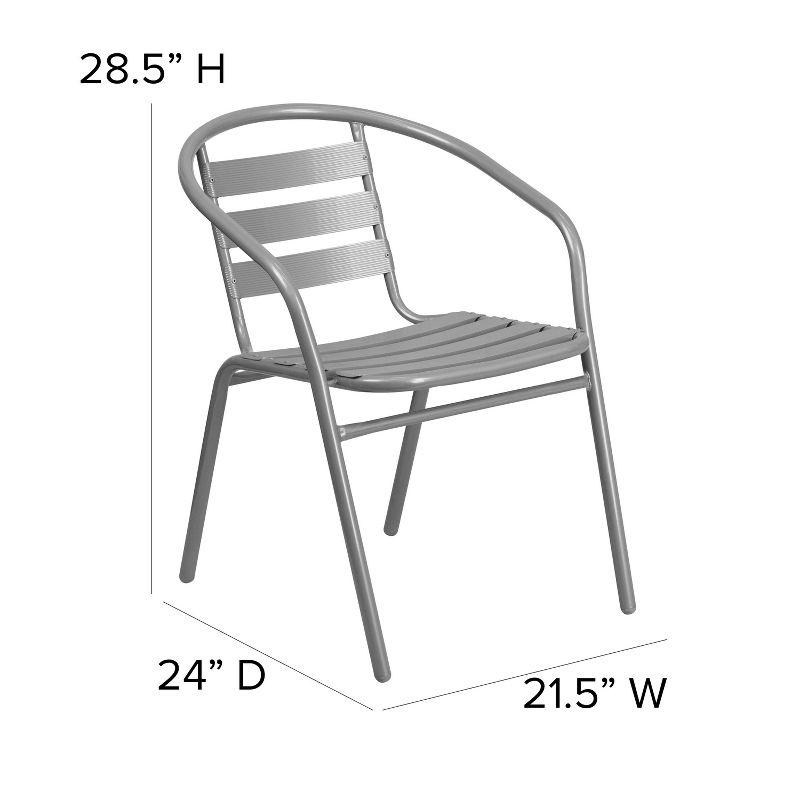 Sleek Silver and Gray Aluminum Slat Dining Chair