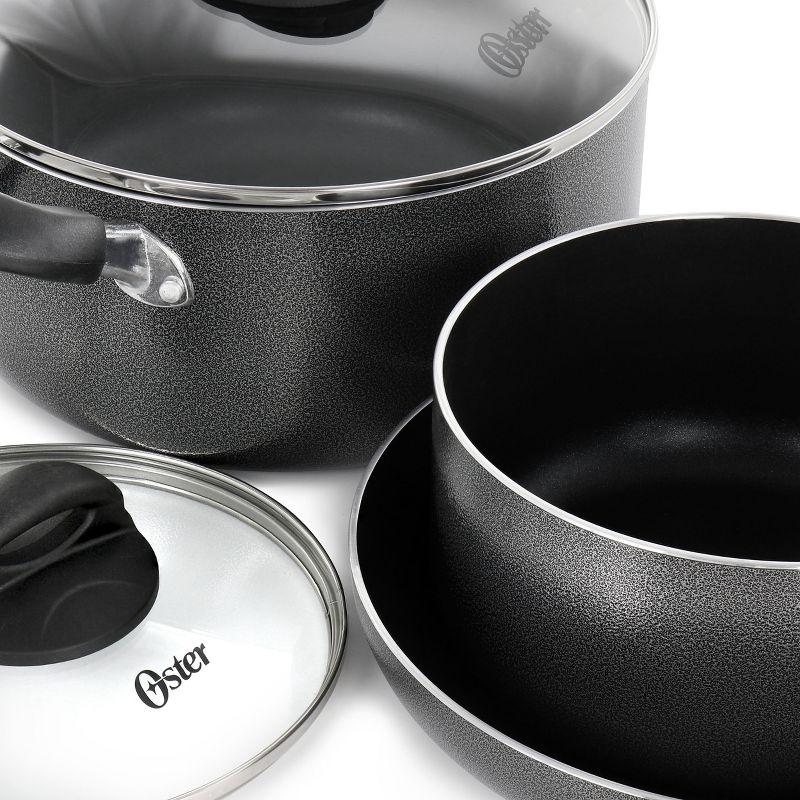 Oster Claireborne 7 Piece Non Stick Aluminum Cookware Set in Granite Grey