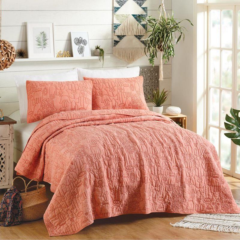 Jungalow Hamsa Solid Embroidered 3-Piece Quilt Set