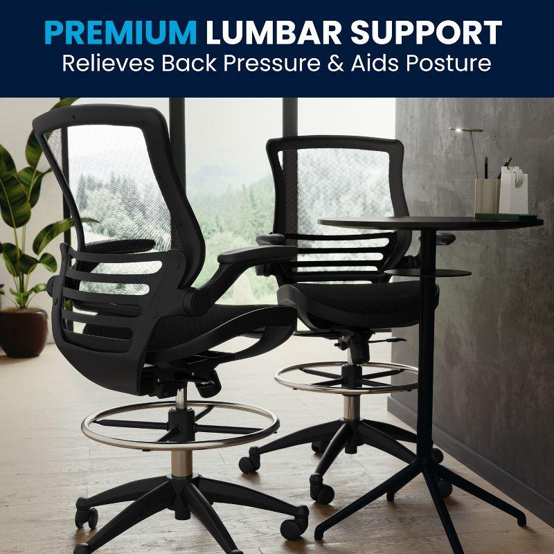 Flash Furniture Mignone Mid-Back Transparent Mesh Office Chair with Flip-Up Arms