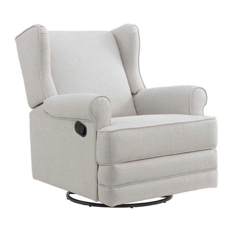 Teegan Sand Swivel Glider Recliner with Plush Wingback Design