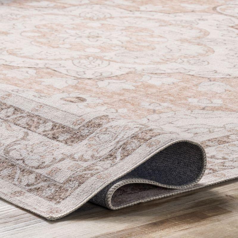 Nuloom Tracie Pet Friendly Machine Washable Floral Medallion Area Rug, 8' x 10', Peach