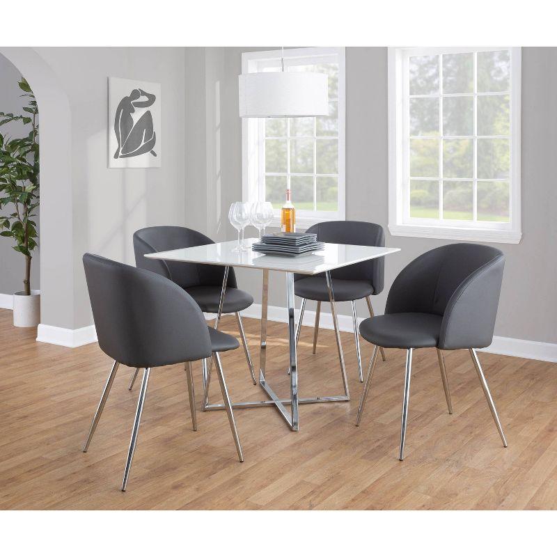 LumiSource Set of 2 Fran Dining Chairs Chrome/Gray: Upholstered, Metal Frame, Contemporary Style