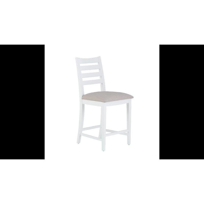 Set of 2 Flynn Ladder Back Counter Height Barstools Upholstered White - Linon: No Assembly, Solid Beechwood