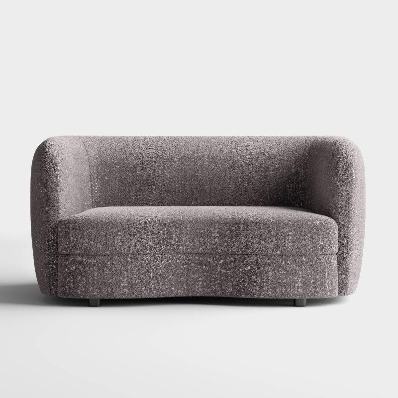 HOMES: Inside + Out 63.75" Pinehush Boho Curved Boucle Fabric Loveseat with Pocket Coil Cushions