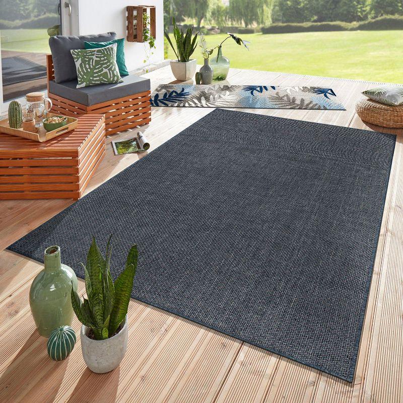 Contemporary Blue Synthetic 5' x 7' Flatweave Area Rug