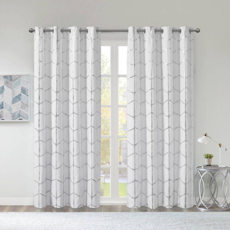 Raina Geometric Total Blackout Grommet Single Curtain Panel